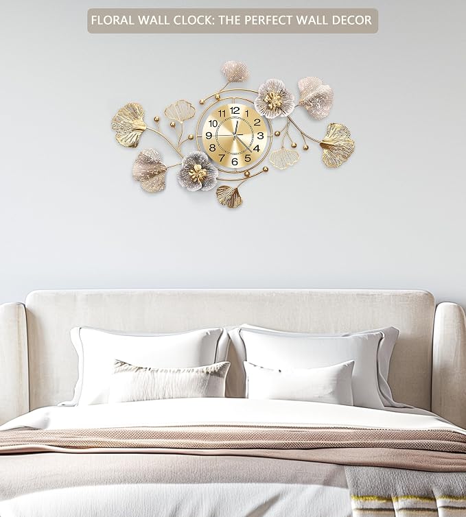 Clocks for Living Room, Large Wall Clock, 3D Silent Wall Clock, Retro Metal - Image 5
