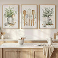 Framed Botanical Wall Art for Kitchen, 3 Piece Modern Farmhouse Sage Green by Cuspin