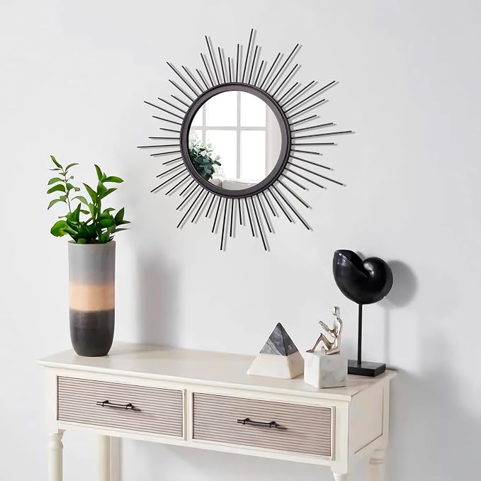 Black Sunburst Spoked Mirrors for Wall Boho Home Round Wall Art Mirror Classic - Image 5