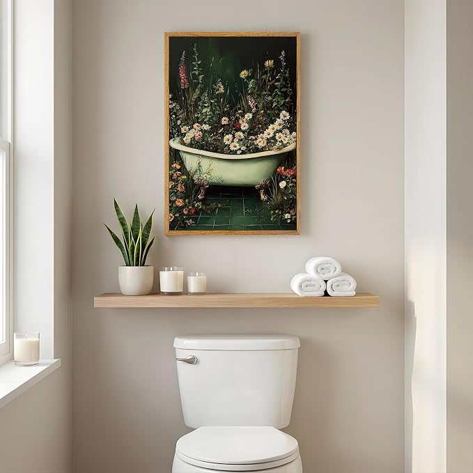 AtterrirArt Framed Vintage Bathroom Wall Art, 16 * 24inch, Whimsical Bathtub - Image 3