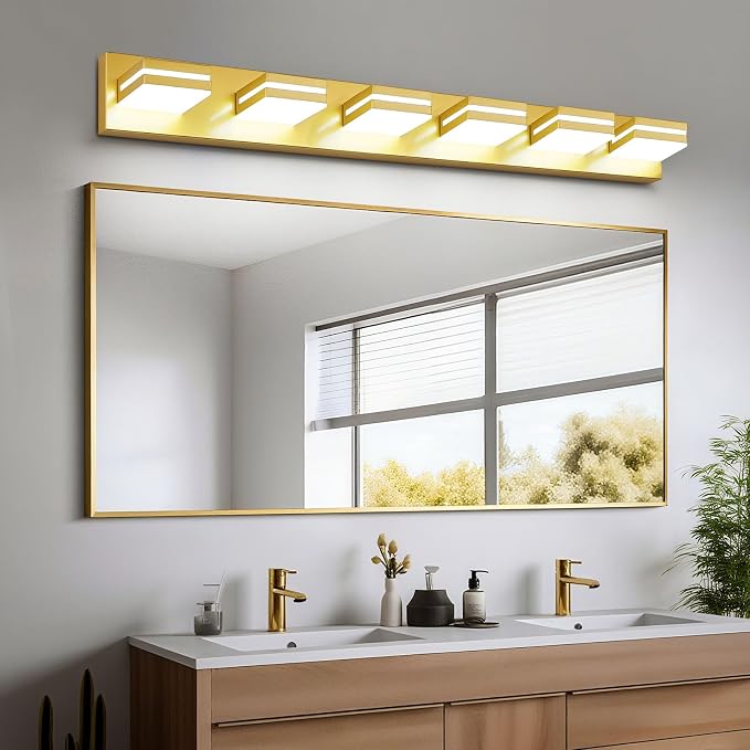 Modern LED Bathroom Lights Fixtures 6-Light, Metal Gold Acrylic Wall Lighting - Image 5
