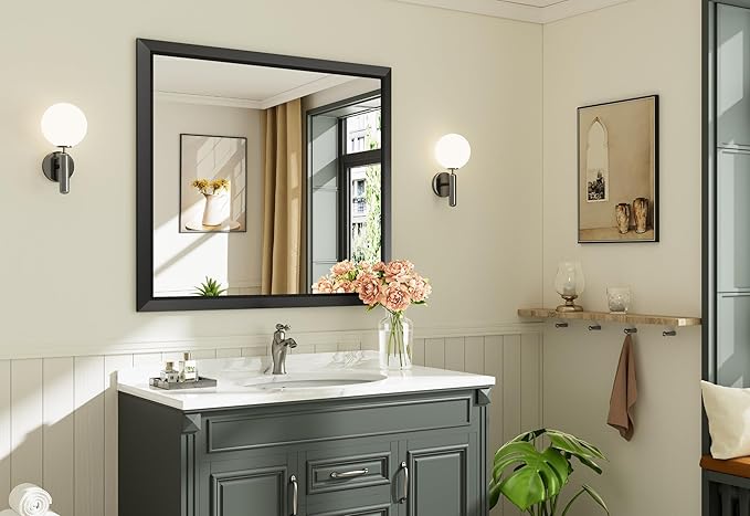 Briivue 40x36 Inch Black Bathroom Mirror - Image 3