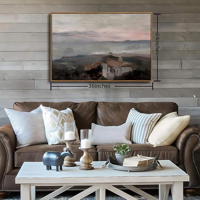OIQArtOIQ Vintage Landscape Canvas Wall Art Framed Natural Scenery Painting - Image 6