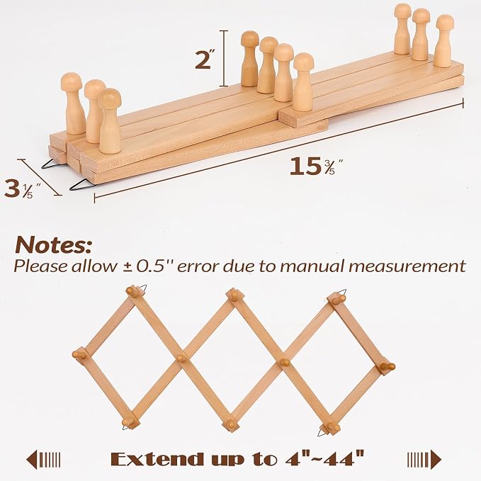 SCUNDA Wall Rack with 10 Hooks, Wooden Wall Expandable Coat Rack - Image 6
