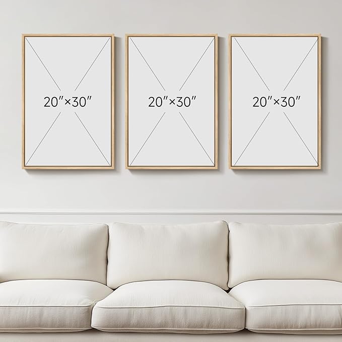 Large Framed Sage Green Abstract Wall Art, 3 Piece Modern Canvas Prints - Image 3