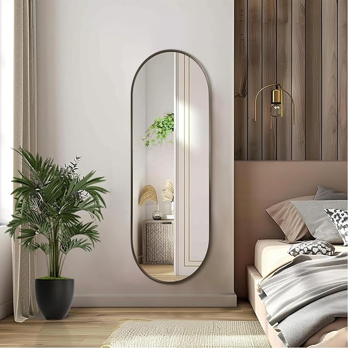 Oval Bathroom Full Length Mirror, Large 48x16'' Pill Shaped Oblong Vanity Wall - Image 6