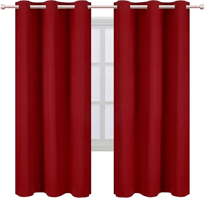 LEMOMO Red Thermal Blackout Curtains/42 x 72 Inch/Set of 2 Panels Room - Image 2