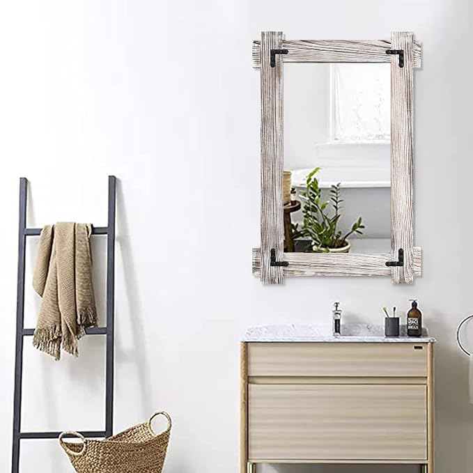 MeMoreCool Large White Farmhouse Mirror 40x28 Inch, Wood Framed Decorative Wall - Image 5