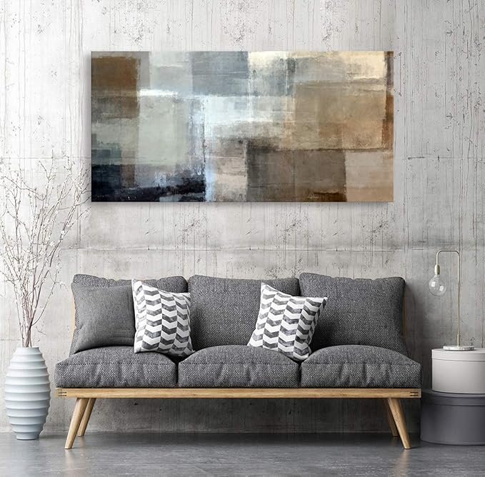 Baisuart Canvas Prints Abstract Wall Art Print Paintings Grey and Brown - Image 6
