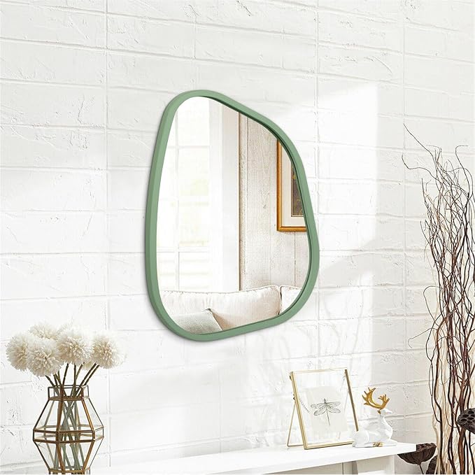 Asymmetrical Mirror for Wall Irregular Accent Wood Frame Modern Unique Wall - Image 2