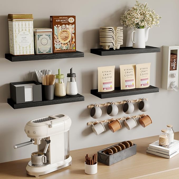 Fixwal Black Floating Shelves for Wall, Rustic Wood Shelves for Bathroom - Image 7