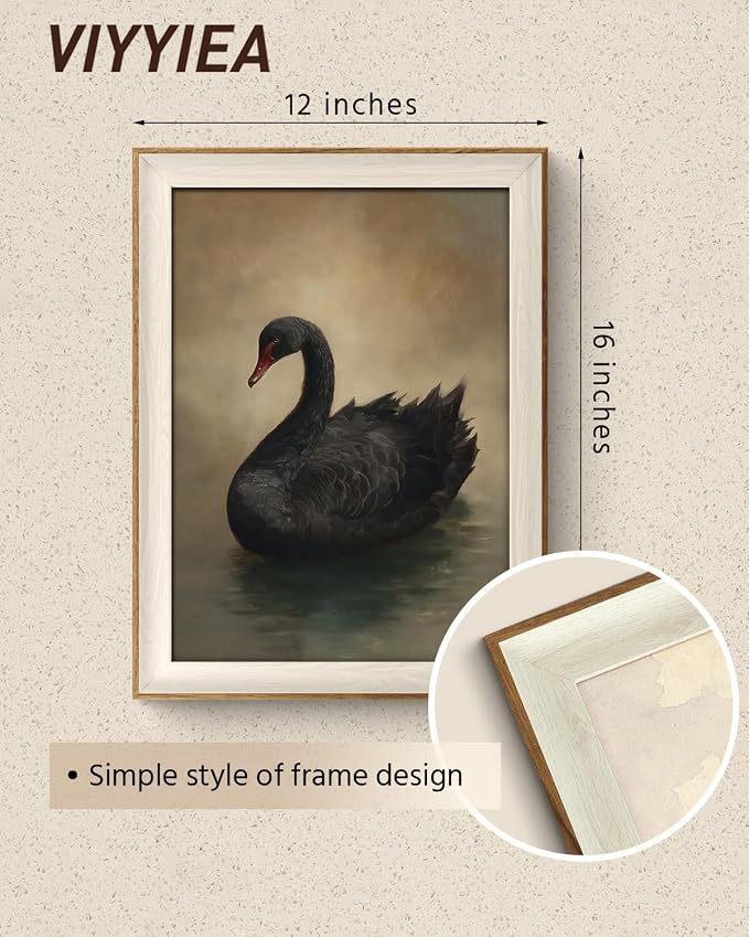 VIYYIEA Framed Wall Art for Living Room, Elegant Black Swan Canvas Prints - Image 5