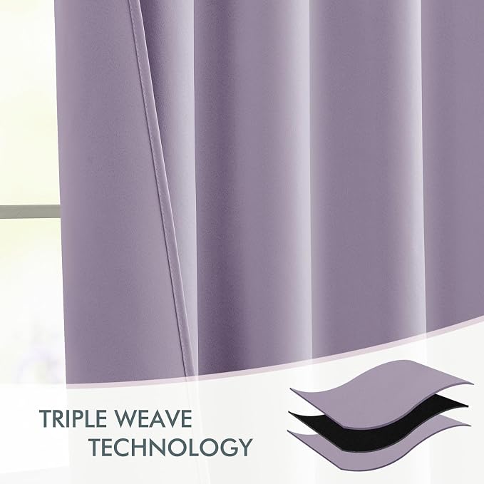 MIULEE Lilac Back Tab Blackout Curtains 90 Inches Long 2 Panels Set - Image 7