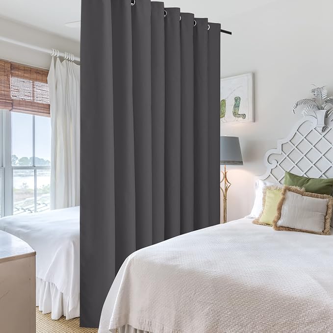 RYB HOME Gray Blackout Room Divider Curtain Large Wall Panel, Heavy Duty Energy - Image 4