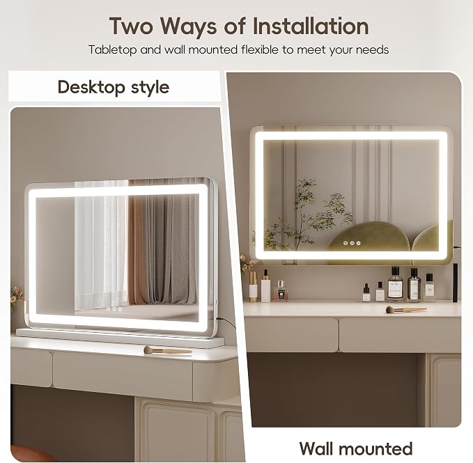ZL ZELing Vanity Mirror with Lights, LED Makeup Mirror, Dimmable 3-Color - Image 6