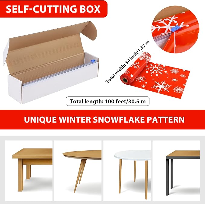 Kochorie 100 Ft x 54 Inch Snowflake Tablecloth Roll - Image 2