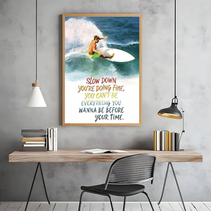 Qcrpnhy Vintage Surfing Poster 1990 Retro Surf Wall Art Inspirational Canvas - Image 5