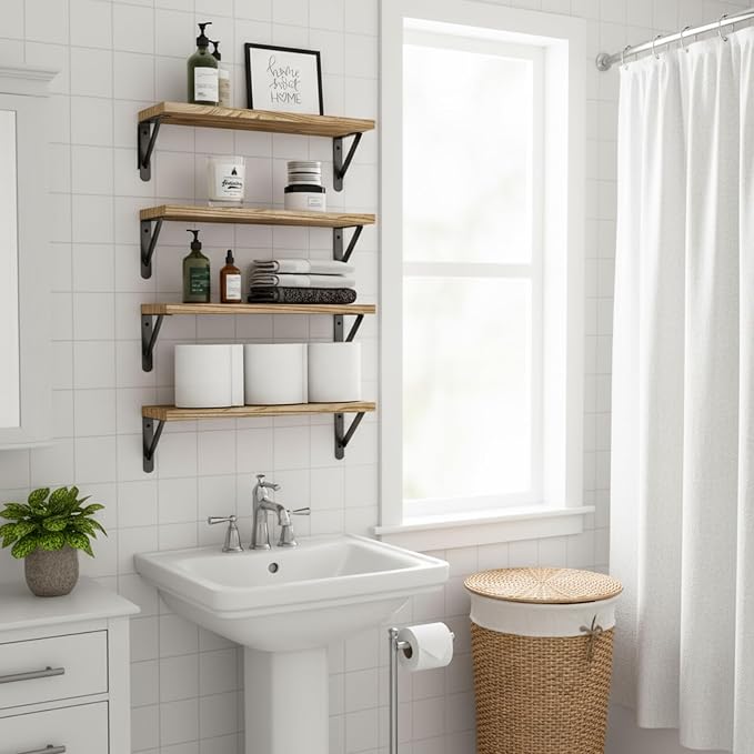 Fixwal Floating Shelves for Wall, Wood Wall Mounted Shelves for Bedroom - Image 6