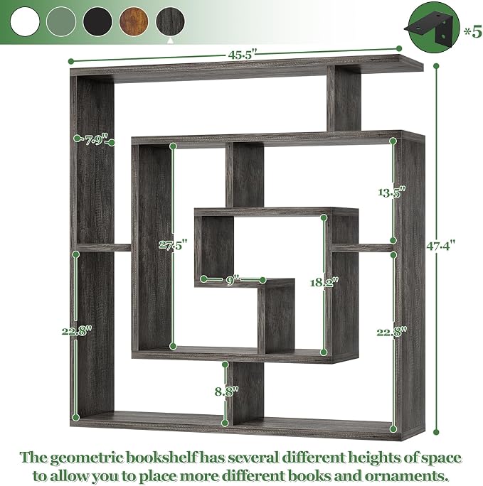 Armocity 6 Tier Display Book Shelf Wall Mounted Bookshelf Freestanding - Image 3
