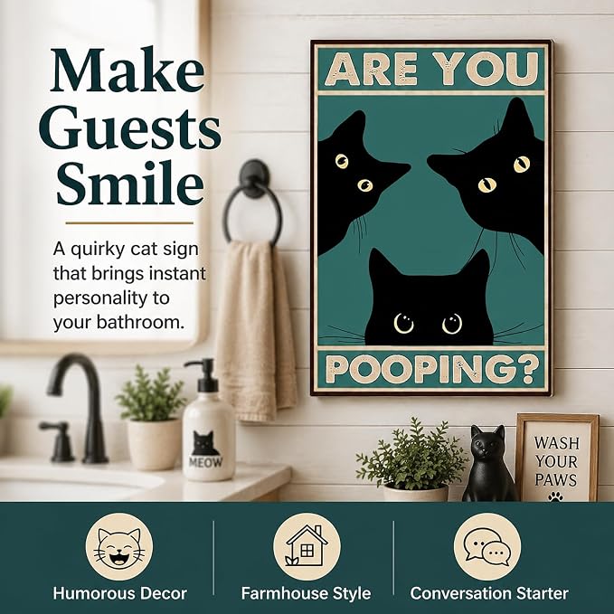 Funny Black Cat Wall Art - Image 5