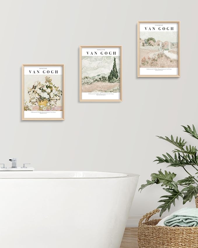 HesenDot Van Gogh High Framed Wall Art Set of 3, 12x16in Neutral Floral Canvas - Image 7