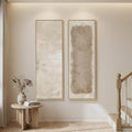 Long Narrow Framed Neutral Abstract Vertical Wall Art, 2 Piece Modern Canvas by Cuspin