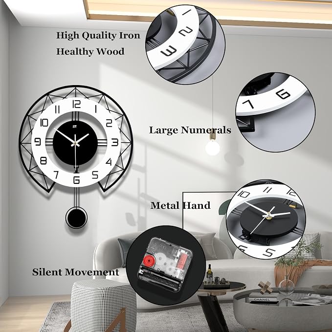 Large Wall Clock for Living Room Decor Modern Silent Pendulum Wall Clock for - Image 4