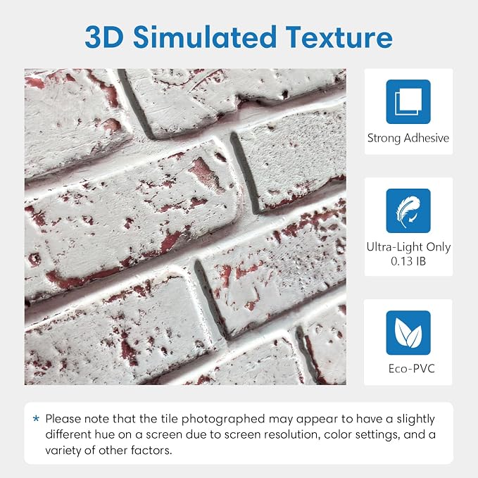 3D Whitewash Brick Wall Panel Peel and Stick - Image 5