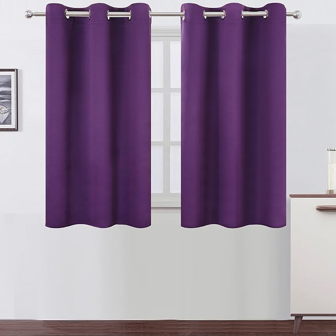 LEMOMO Purple Thermal Blackout Curtains/38 x 54 Inch/Set of 2 Panels Room by Lemomo