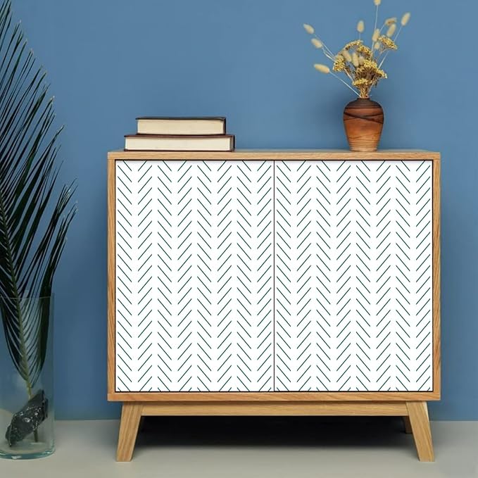 Erfoni Green and White Peel and Stick Wallpaper Herringbone Contact Paper - Image 3