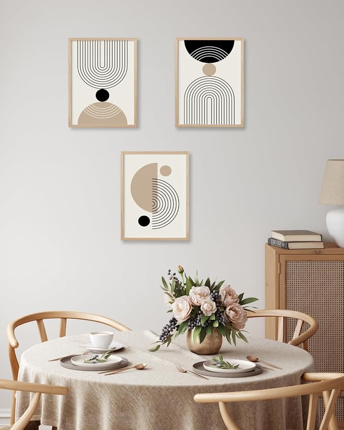 HesenDot Unframed Abstract Geometric Line Wall Art Set of 3, 12x16in Boho Mid - Image 7