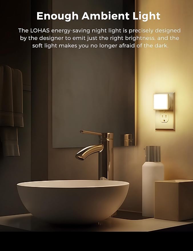 L LOHAS LED Night Lights Plug into Wall 2-Pack, 0.3W Plug in Night Light - Image 5