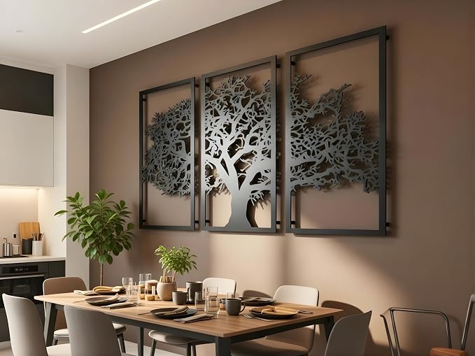 Vailla Tree of Life Wall Art 3pcs Family Tree Wall Decor 3D Wooden Wall Hanging - Image 3