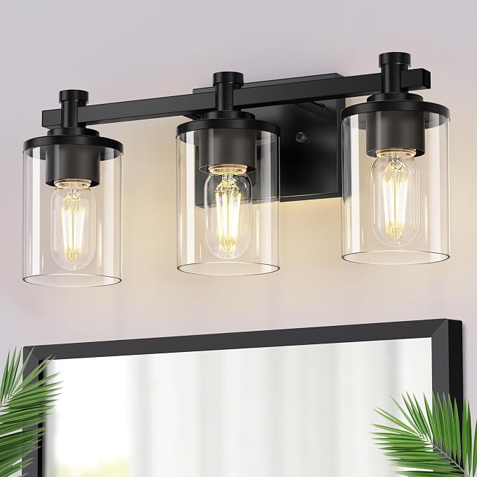 DORESshop 20 Inch Bathroom Light Fixtures, 3-Light Upgraded Matte Black by DORESshop