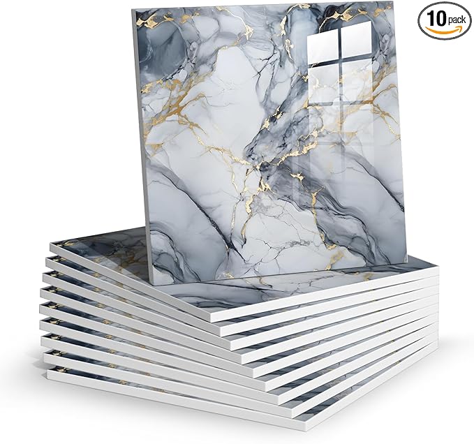 Chejiaye Thick 10pcs Marble Peel and Stick Backsplash Surface Waterproof Wall by Chejiaye