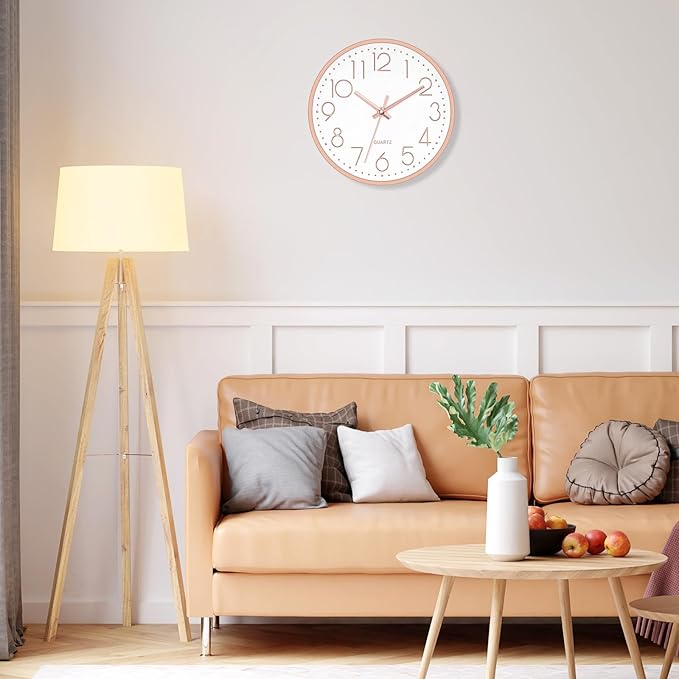 Foxtop 8 Inch Wall Clock Modern Small Wall Clocks Battery Operated Silent - Image 3