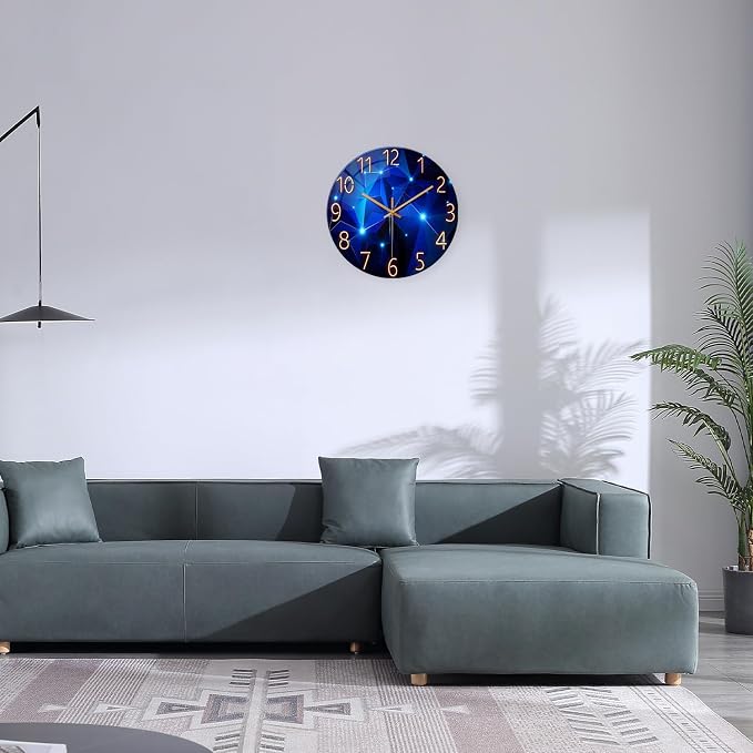 Big Wall Clock for Living Room Decor Blue Decorative Wall Clocks Battery - Image 3