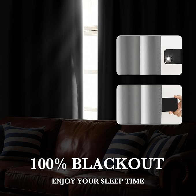 RYB HOME 100% Blackout Basement Curtains 36 inches Long, Heat & UV Blocking - Image 5