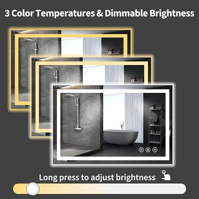 Koonmi 55"x30" LED Mirror for Bathroom, 90CRI Anti-Fog Vanity Mirror - Image 6