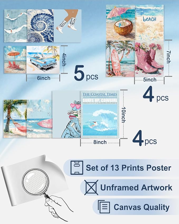 KBKBART Coastal Cowgirl Room Decor Aesthetic Set of 13, Coastal Granddaughter - Image 2