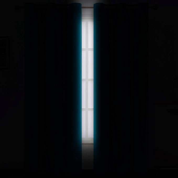 LEMOMO Teal Blackout Curtains/42 x 84 Inch/Set of 2 Panels Thermal Room - Image 3