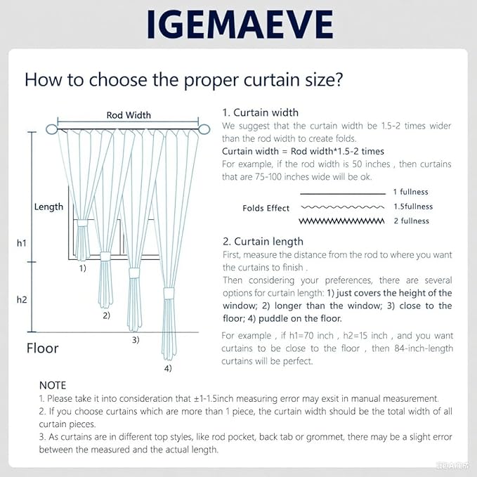 IGEMAEVE Blackout Curtains 84 Inch Length 2 Panels Set, Grommet Energy Saving - Image 8