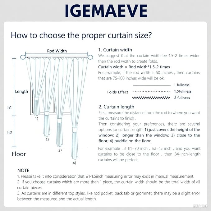 IGEMAEVE Blackout Curtains 96 Inch Length 2 Panels Set, Grommet Energy Saving - Image 8