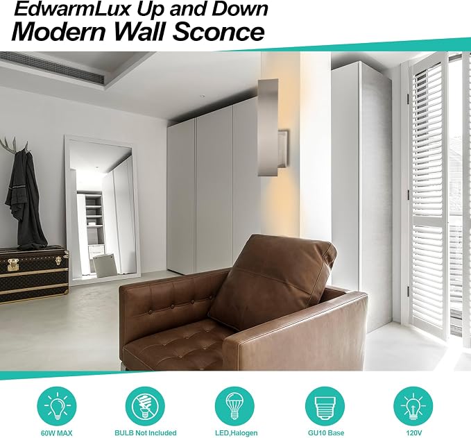 Edwarmlux Indoor Wall Sconces, Modern Wall Lights, Up and Down Wall Mount Light - Image 4