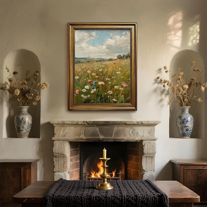 Yermidi Vintage Gold Frame Wildflower Meadow Wall Art Romantic Countryside - Image 7