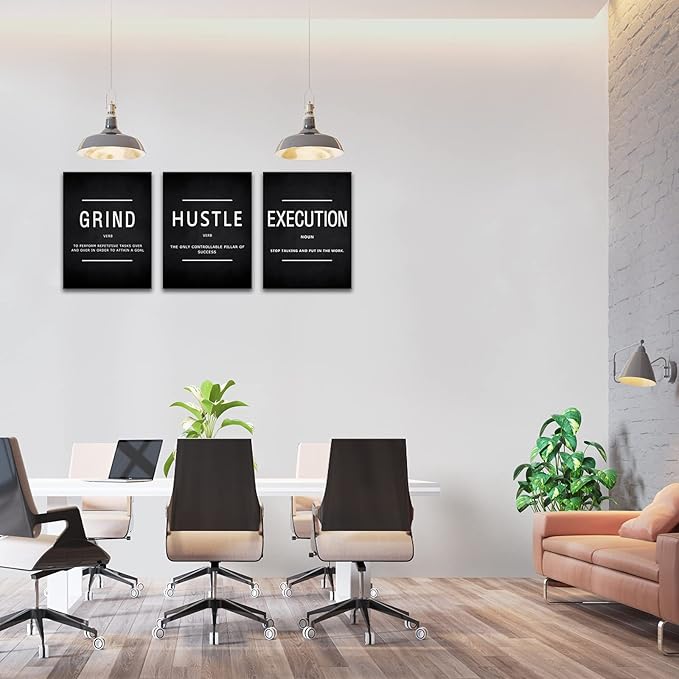 KAWAHONE Canvas Painting Wall Art, Grind Hustle Execution Motivational Wall Art - Image 2
