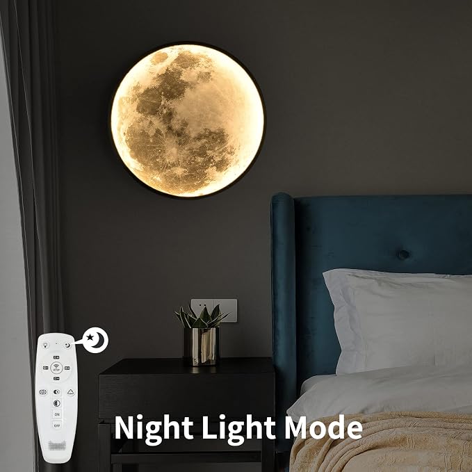QIYIMEILUX Dimmable Moon Wall Sconce Plug in Modern LED Wall Light - Image 3