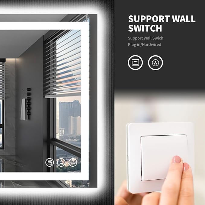 LOAAO 48X32 LED Bathroom Mirror - Image 8