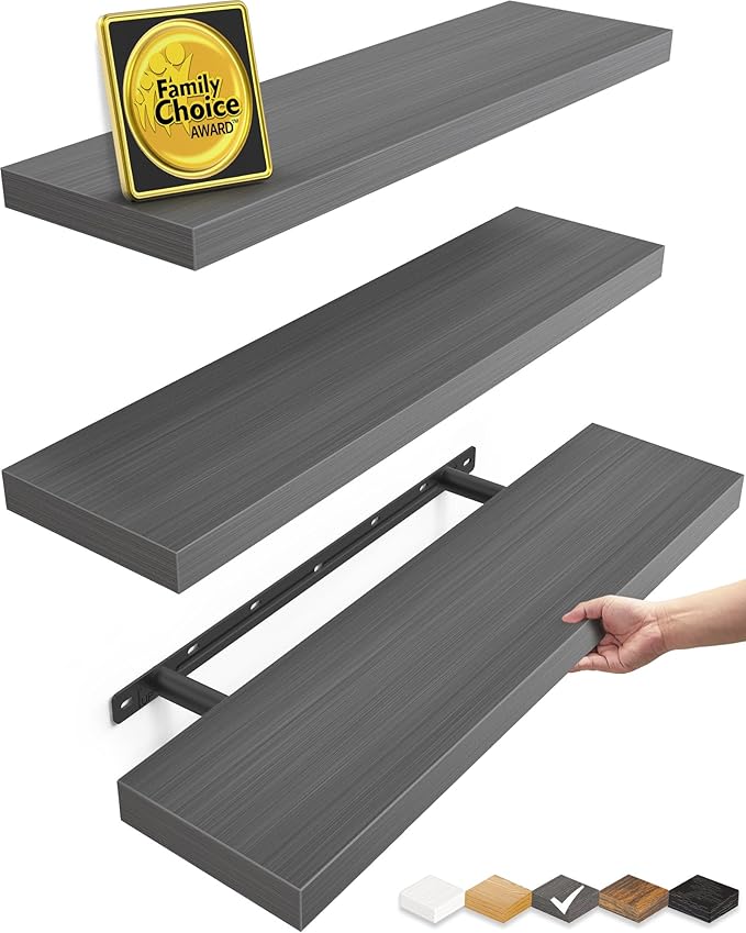 BAYKA Floating Shelves for Wall, 22.5 Inches Wall Mounted Rustic Wood Shelves by Bayka