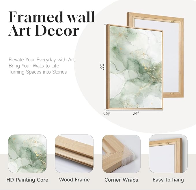 Framed Sage Green Abstract Wall Art - Image 5